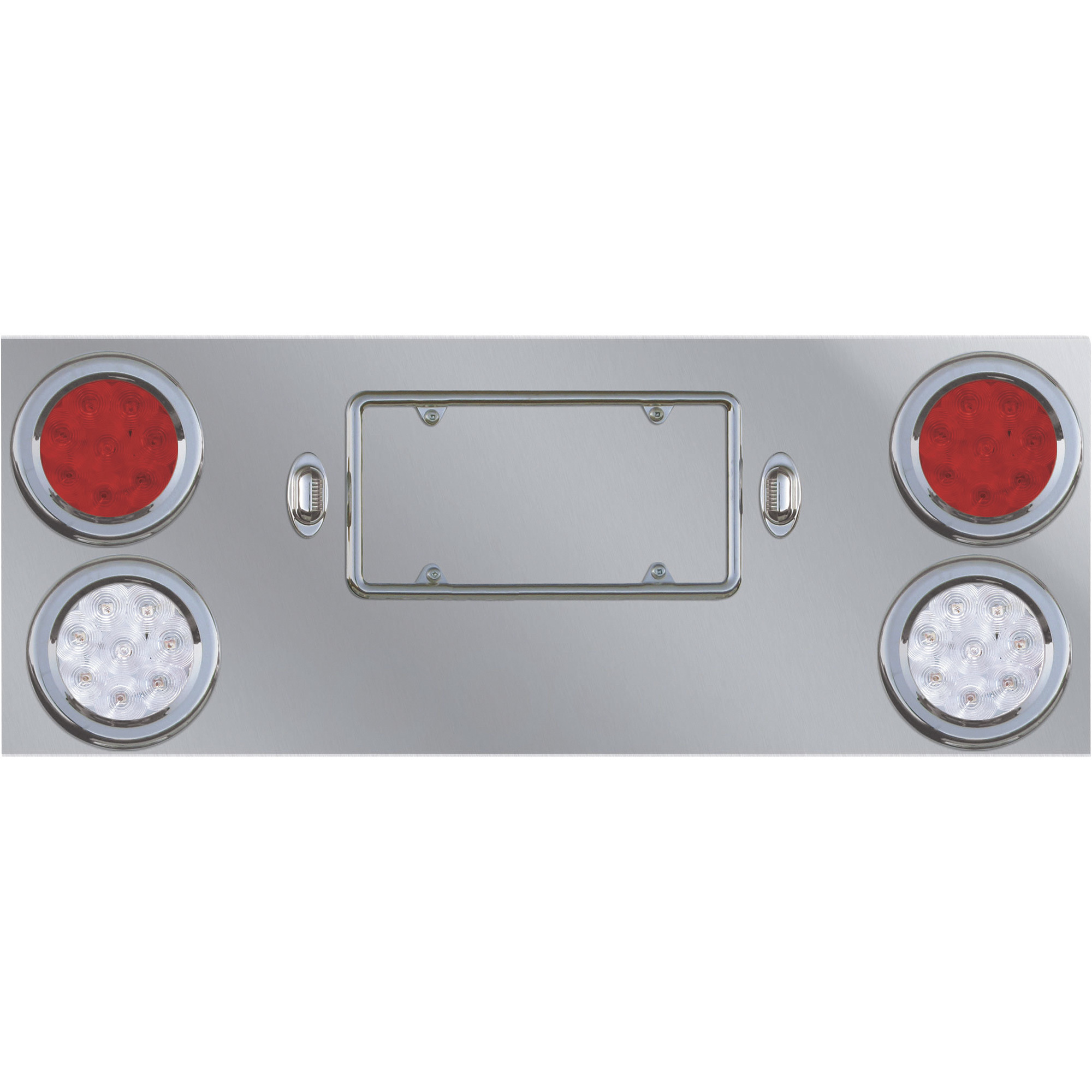 Stainless Steel Rear Center Panel & Spring-Loaded Light Bar Kit With 4 2 Red Clear Led